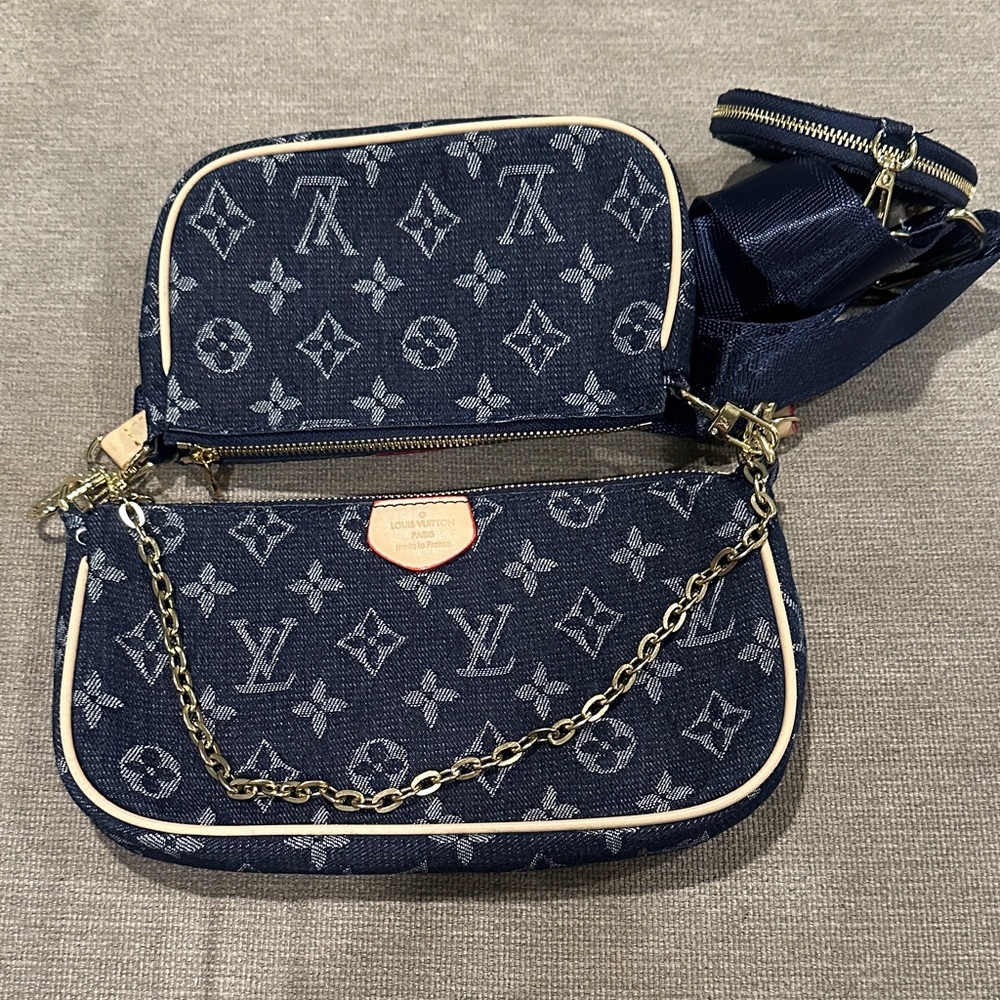 L V Blue Crossbody Bag